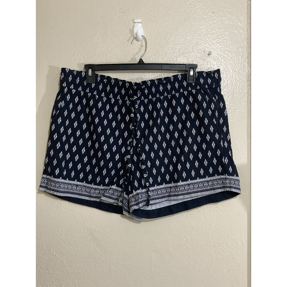 Loft Blue Shorts XL White Geometric Pattern Cotton Soft C12